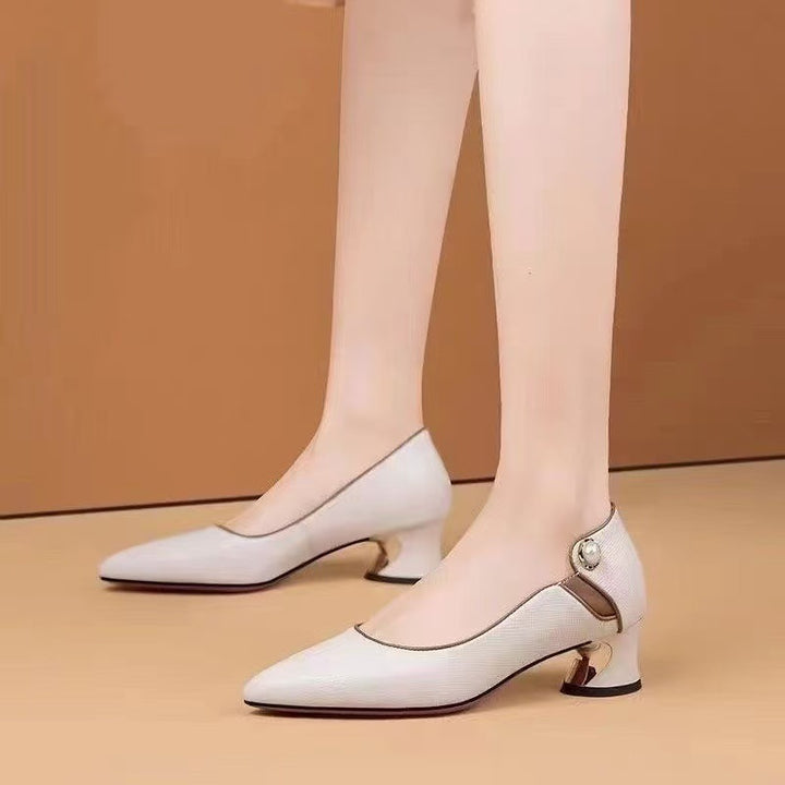 Dame elegante pumps med moderne remdesign og komfortabel blokhæl Stilla