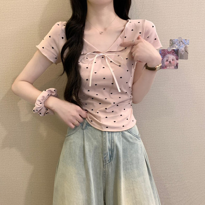 Femme Knoten-Front Polka Dot Top Stilla