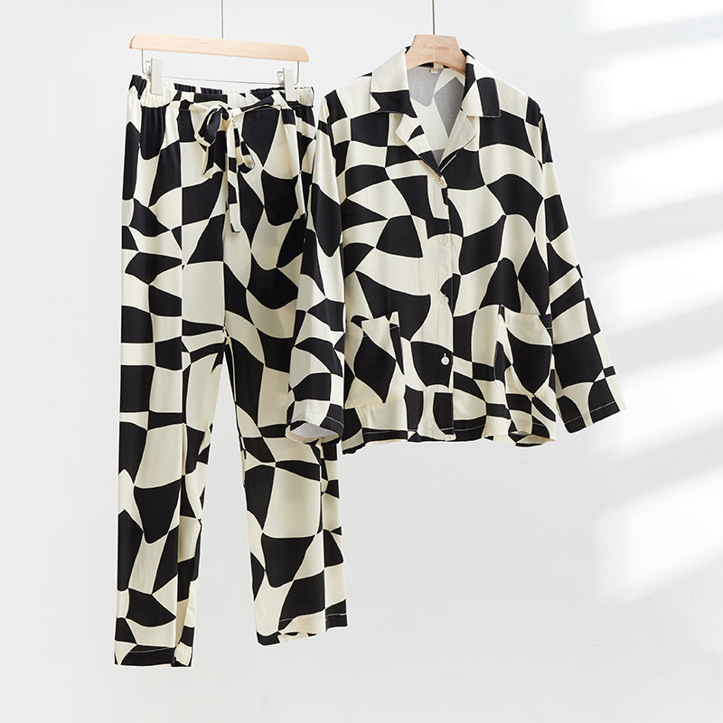 Dame pyjamasæt af let, mønstret stof Stilla