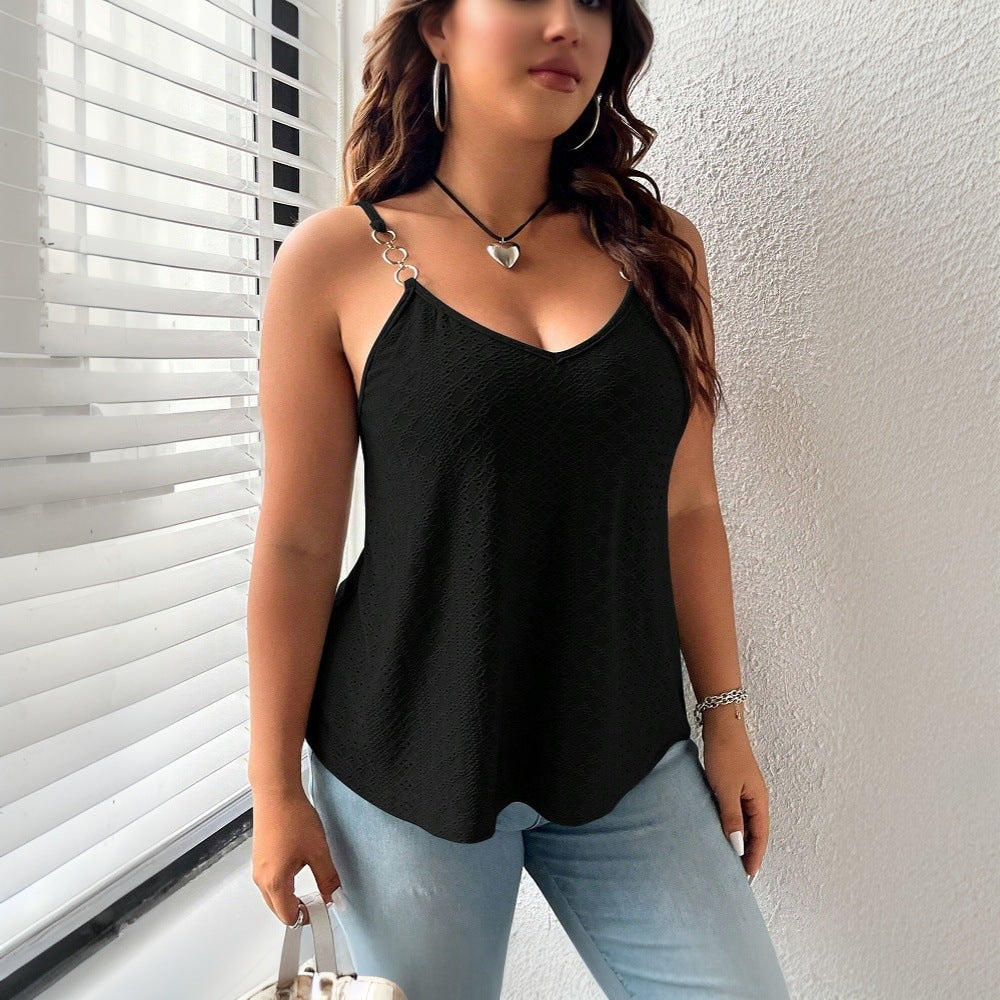 Dame Spaghetti-strop top med dekorative kæde-detaljer Stilla