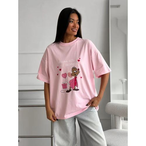 Dame T-shirt med legende cartoon-motiv og afslappet pasform Stilla