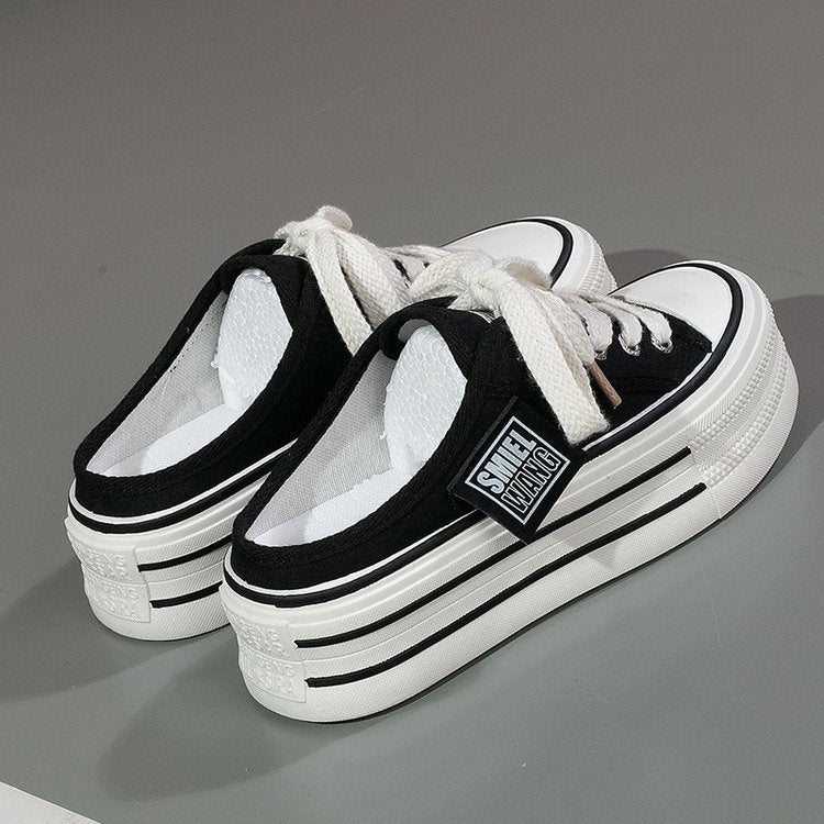Dame Komfortable Platform Sneakers med åndbart canvas-overmateriale og fleksibel sål Stilla