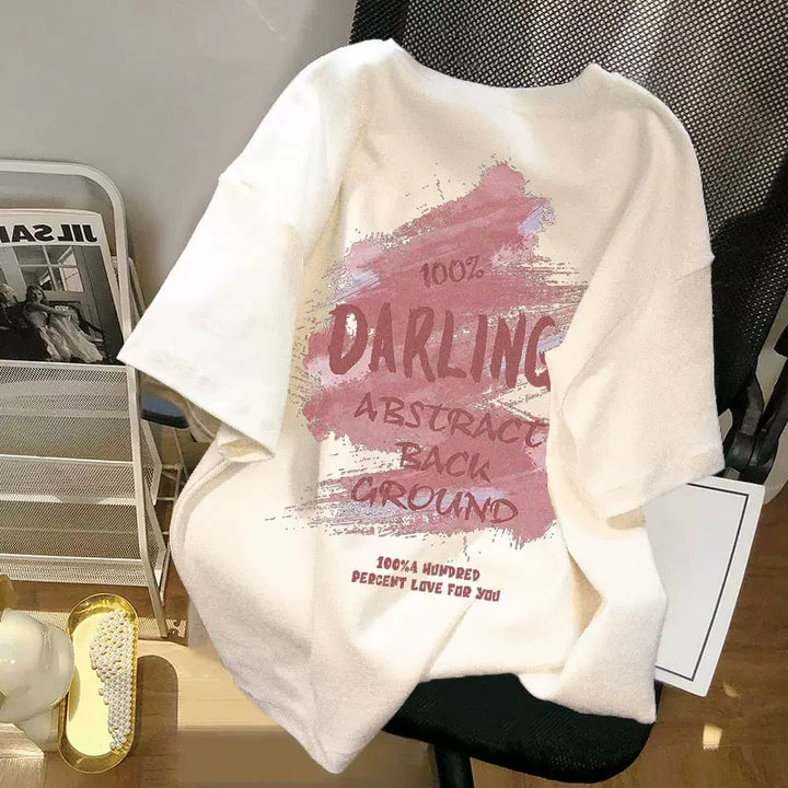 Dame Oversized T-shirt med kunstnerisk tryk og afslappet skæring Stilla