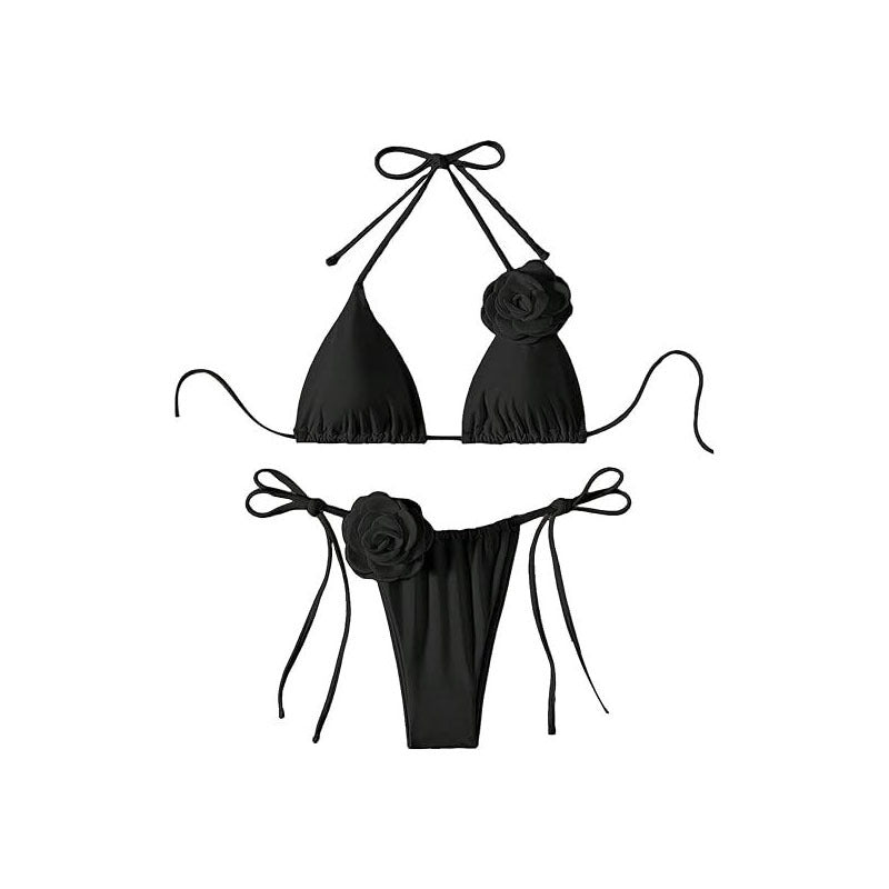 Dame Triangel-Bikini med legende blomsterapplikationer Skovae