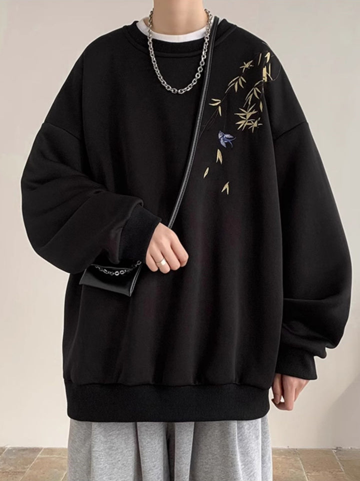 Dame afslappet sweatshirt med kreativt blomsterbroderi og behagelig pasform Stilla