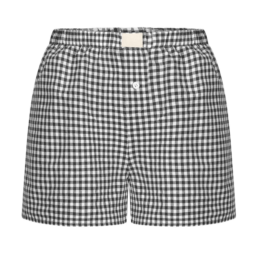 Dame afslappet bomulds kort natbukser med Gingham-mønster Stilla