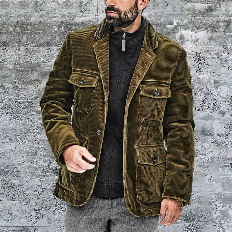 Herren moderigtig fløjlsjakke med påsyede lommer og robust design Stilla