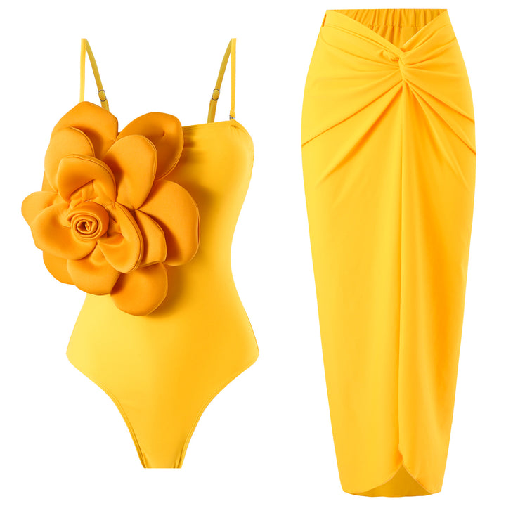 Dame ét-piece badedragt med blomsterdesign og kombinerbar maxi-nederdel Stilla