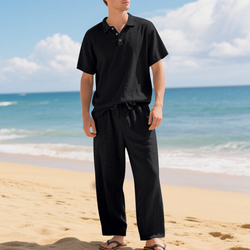 Herrer afslappet strand-outfit i afslappet stil med elastisk linning Stilla