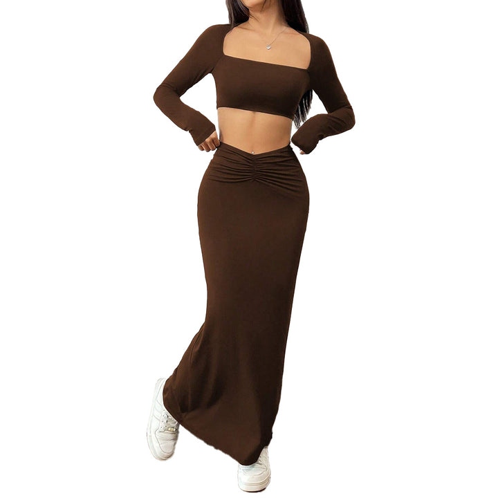 Kvinders Crop Top og Maxi Skirt Sæt med Volanger Stilla