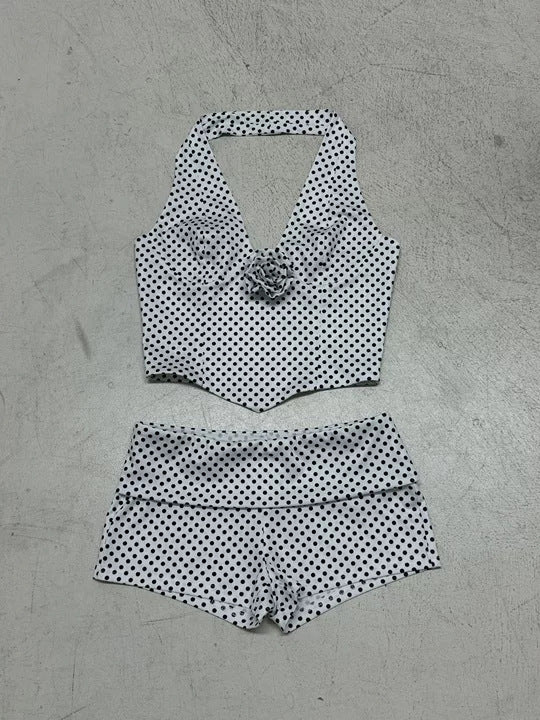 Damen Bikinitop und Shorts-Set mit Polka-Dots Skovae