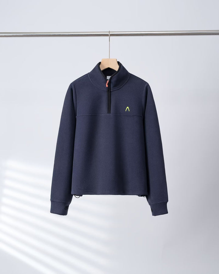 Kvinders fleece pullover med halv lynlås og elastiske manchetter Stilla