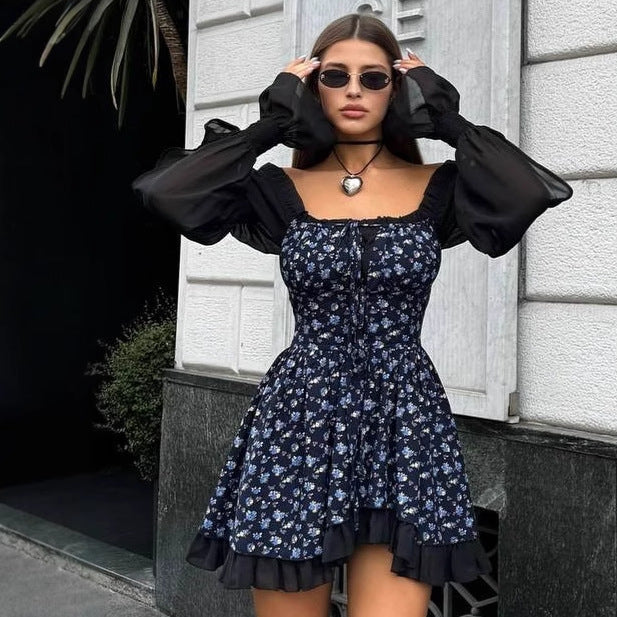 Dame Legende Blomsterkjole med Flæsedetaljer og Off-Shoulder-Udskæring Stilla