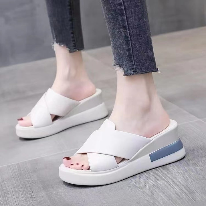 Dame moderne komfort-sandaler med stabil kile-sål Stilla