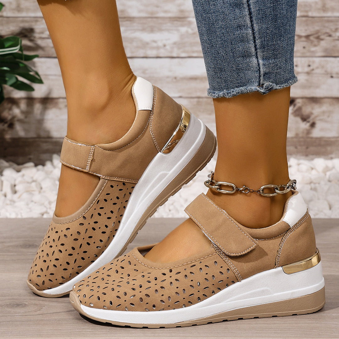 Dame Åndbare Sneakers med praktisk Velcro og fashionable huldesign Stilla