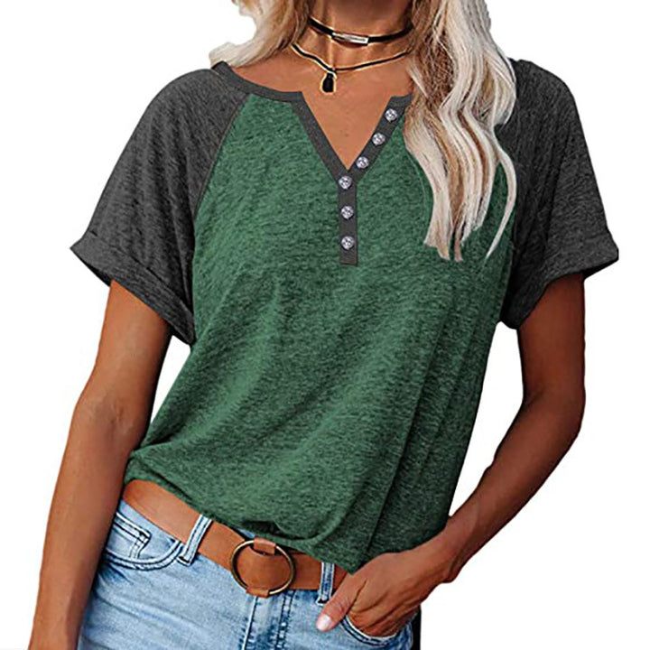 Dame afslappet T-shirt med knapstolpe Stilla