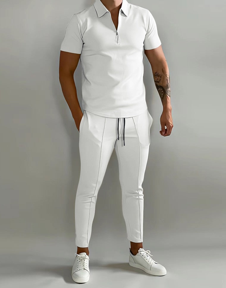 Herrer sporty kortærmet polo shirt med lynlås og elegant pasform Stilla