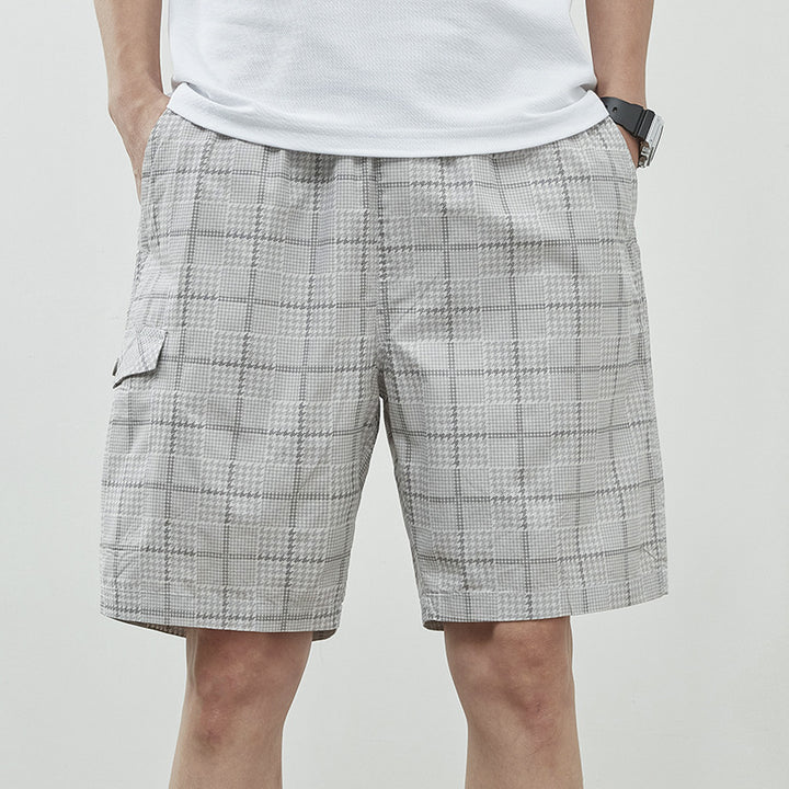 Herrer afslappede plaid shorts med elastisk linning og praktiske sidelommer Stilla