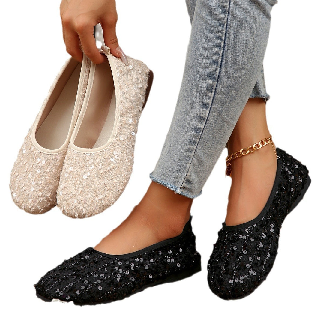 Dame Glamourøse Ballerinas med funklende strass- og pailletdekorationer Stilla