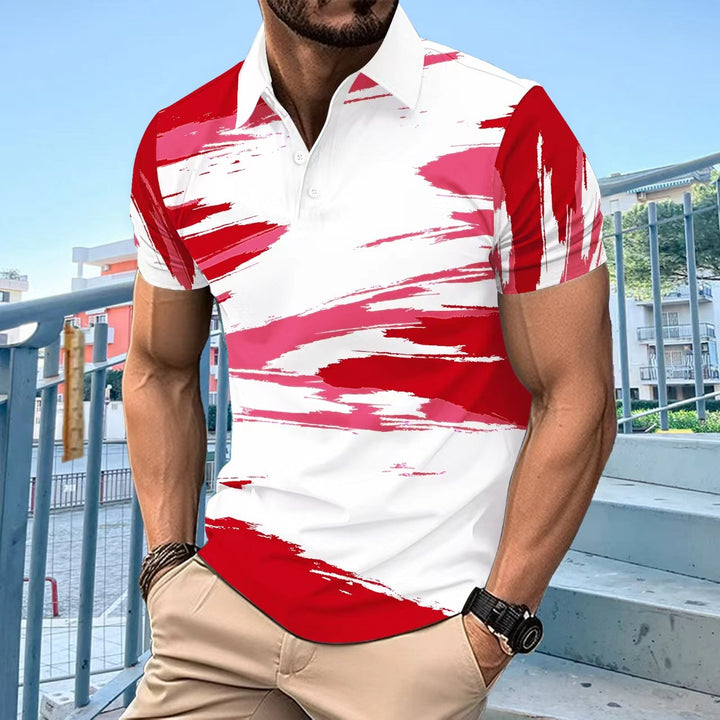 Herrer polo t-shirt med dynamisk grafikdesign og åndbare egenskaber Stilla