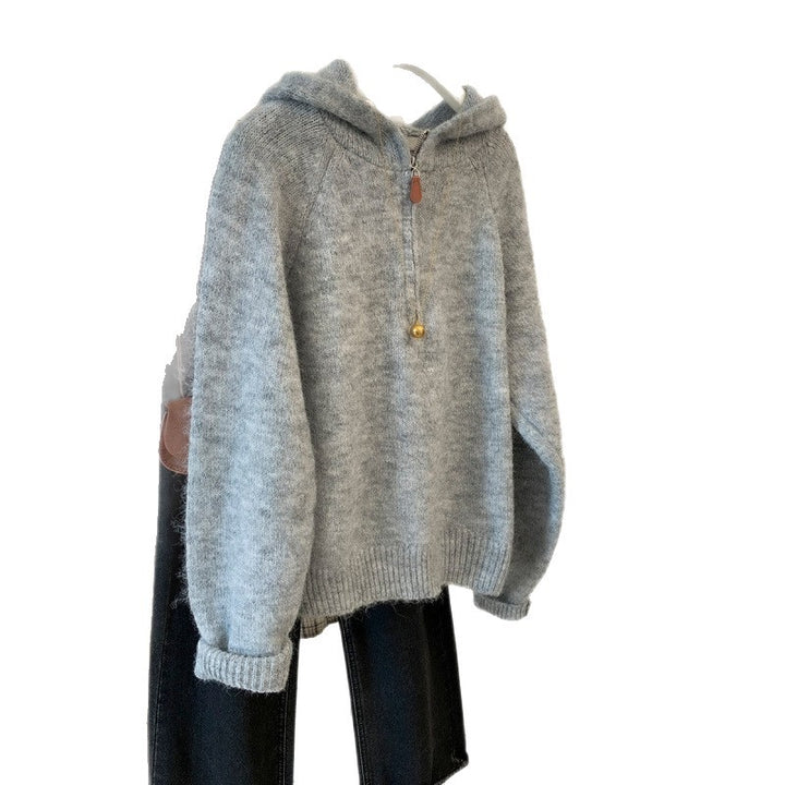 Kvinders hyggelige hoodie med halv lynlås og kengurulomme Stilla