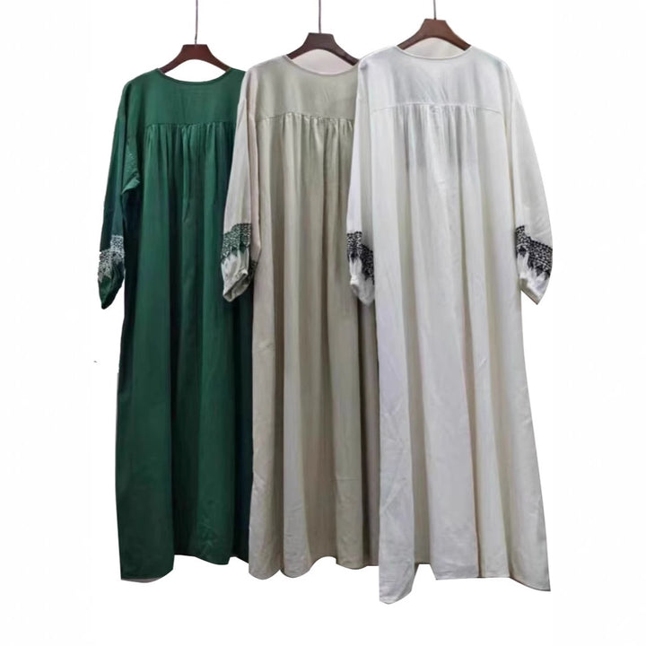 Femme Etisk Broderet Kaftan Kjole Stilla