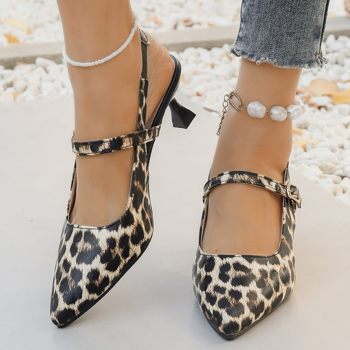 Dame Slingback Pumps med elegant leopardmønster og moderigtigt rem Stilla