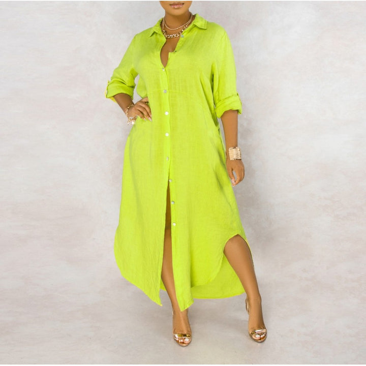 Dame Langærmet Button-Down Maxi Kjole Stilla