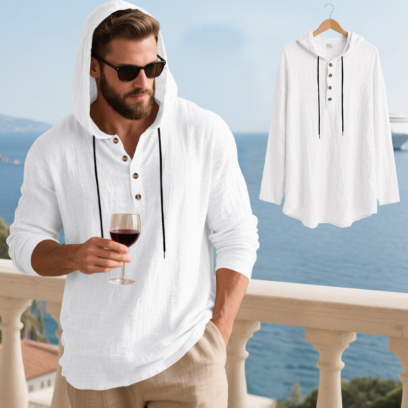 Herrer Hoodie t-shirt med knaplukning og afslappet pasform Stilla