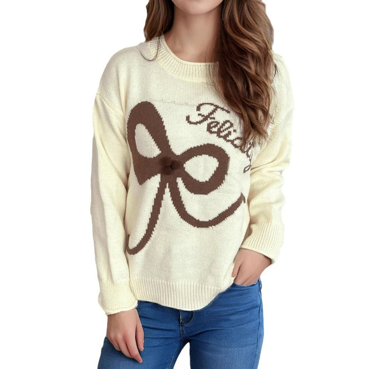 Kvinders afslappede sweater med legende sløjfe motiv og blødt materiale Stilla