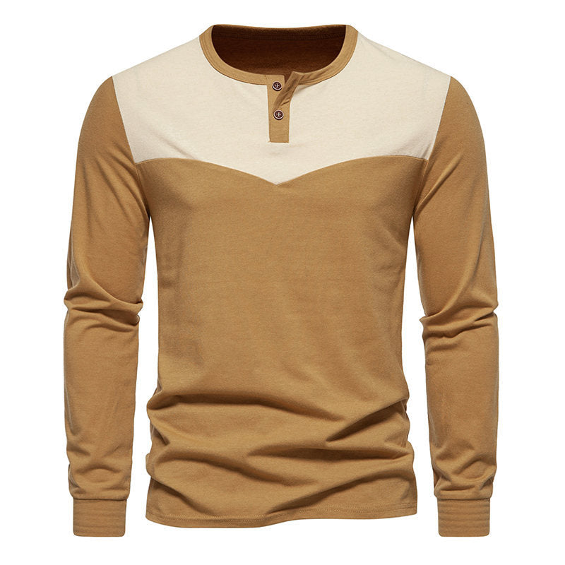Herrer stilfuld kontrastpanel langærmet henley-shirt Stilla