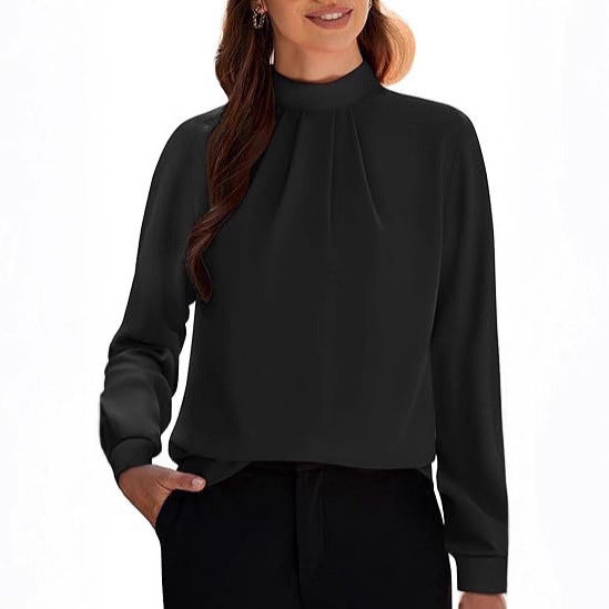 Damebluse med elegant ståkrave Stilla