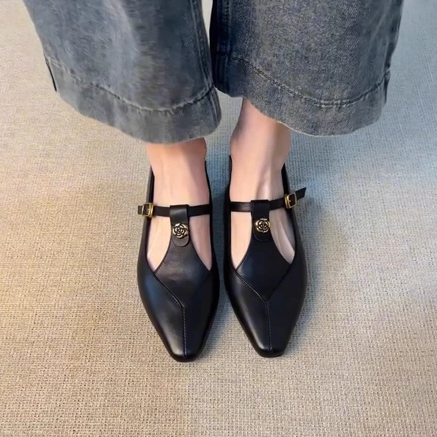 Dame elegante spidse Slingback Ballerinaer med dekorativt spænde-design Stilla