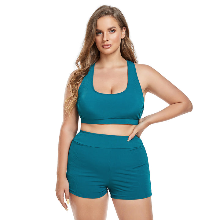 Dame Sporty bikini sæt med højt skåret shorts og bred bandeau-top Skovae