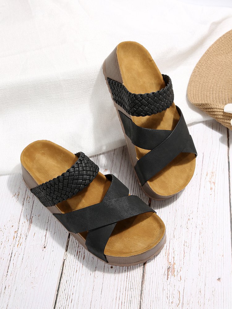 Dame Flettet Krydsrem Platform Sandaler Stilla