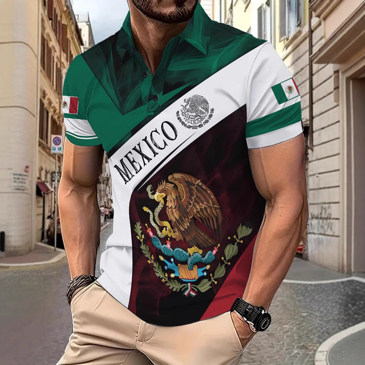 Herre poloshirt med mexicansk flagmotiv Stilla