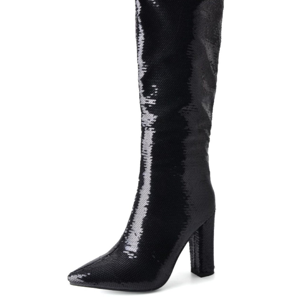 Femme Over-the-Knee Glitrende Pailletter Stiletto Støvler Stilla