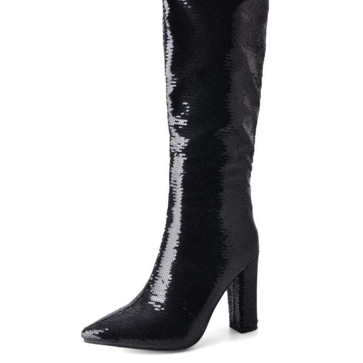 Femme Over-the-Knee Glitrende Pailletter Stiletto Støvler Stilla
