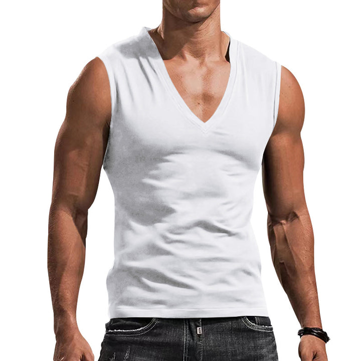Herrer ærmeløs V-hals T-shirt i åndbart materiale Stilla