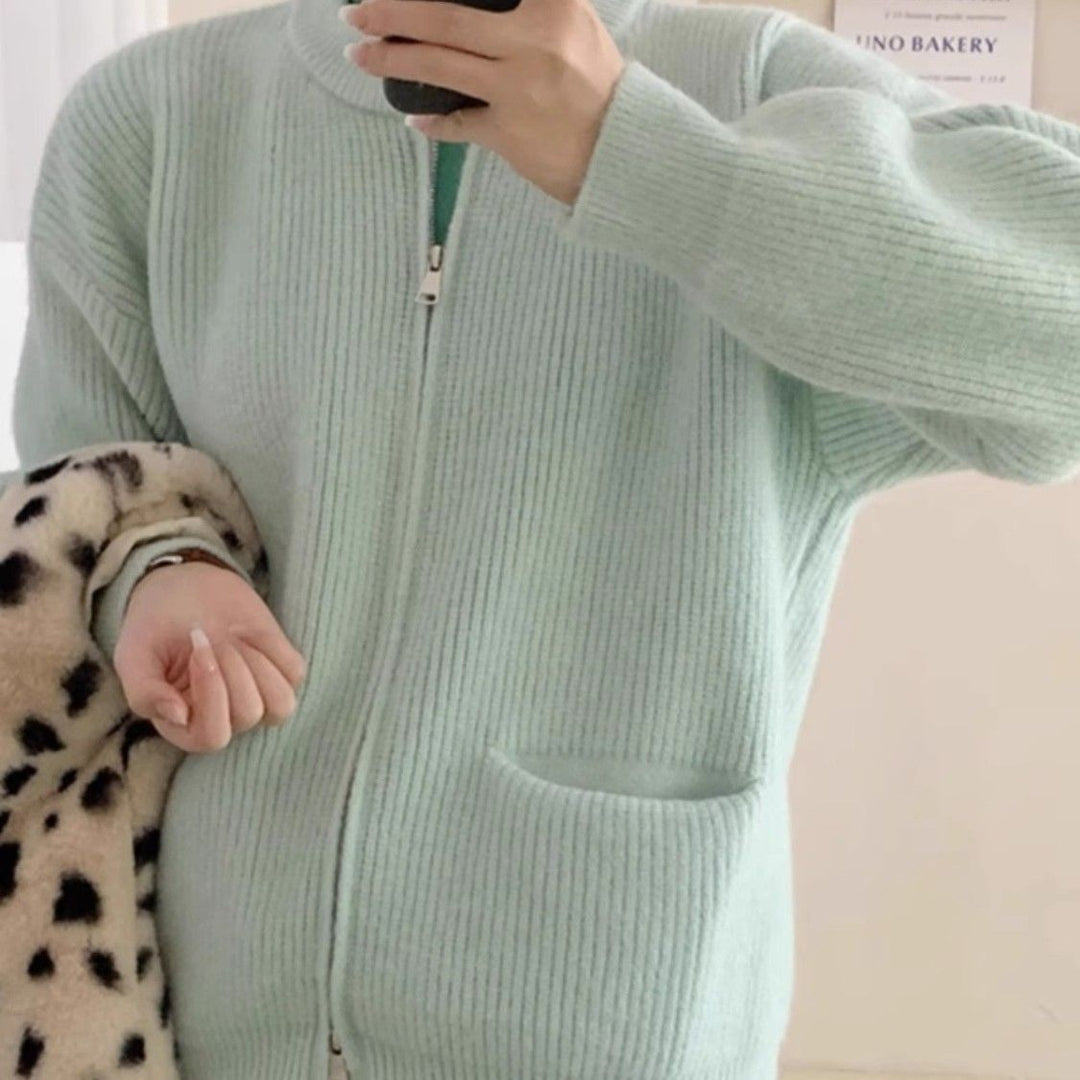 Damer Cozy Knit Cardigan med Høj Krave Stilla