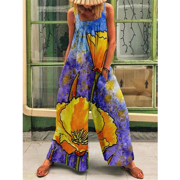 Dame bredt skåret sommer-jumpsuit med raffineret farvegradient Stilla