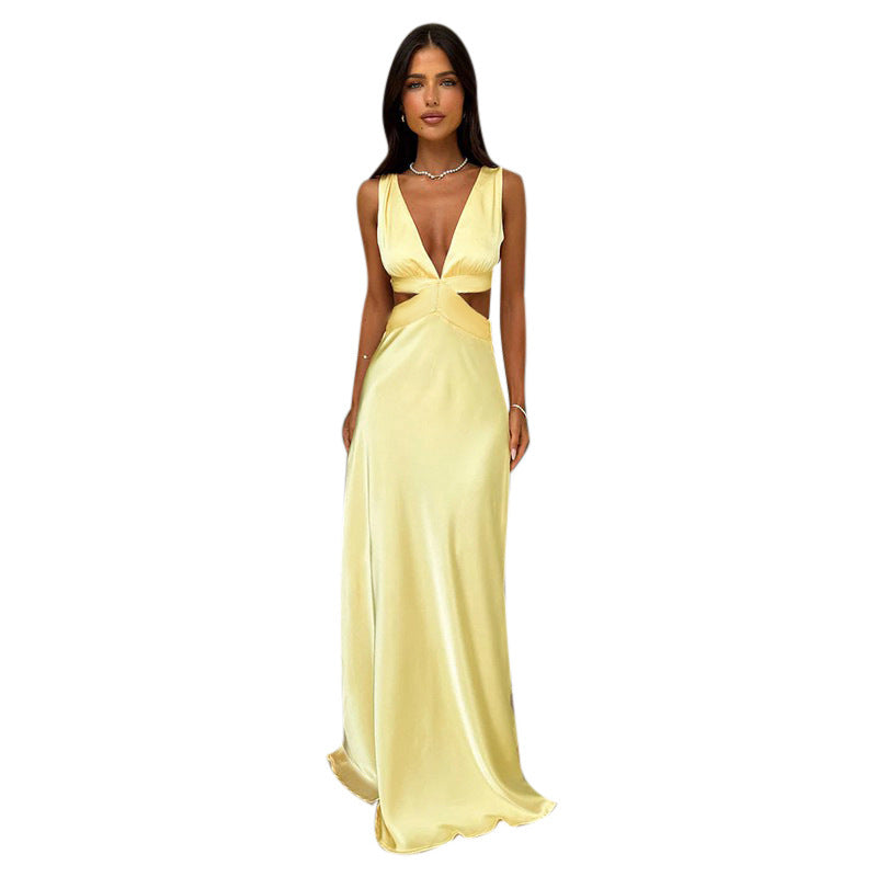 Kvinder Cut-Out Satin Aftenkjole Stilla
