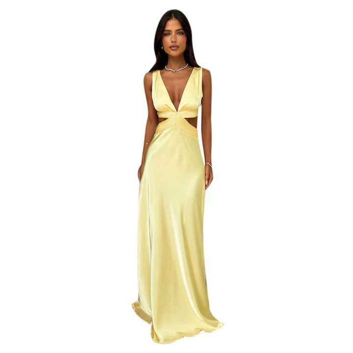 Kvinder Cut-Out Satin Aftenkjole Stilla