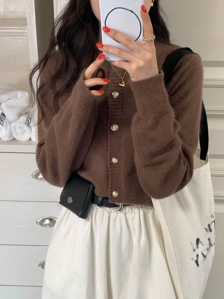 Femme Knap-detalje Blød Strikcardigan Stilla