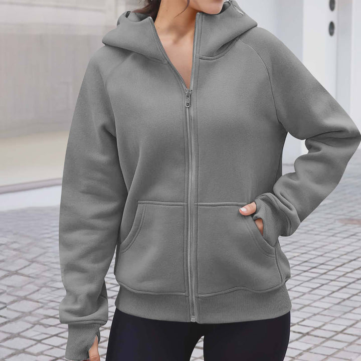 Kvindernes hyggelige hættetrøje med fuld lynlås Stilla