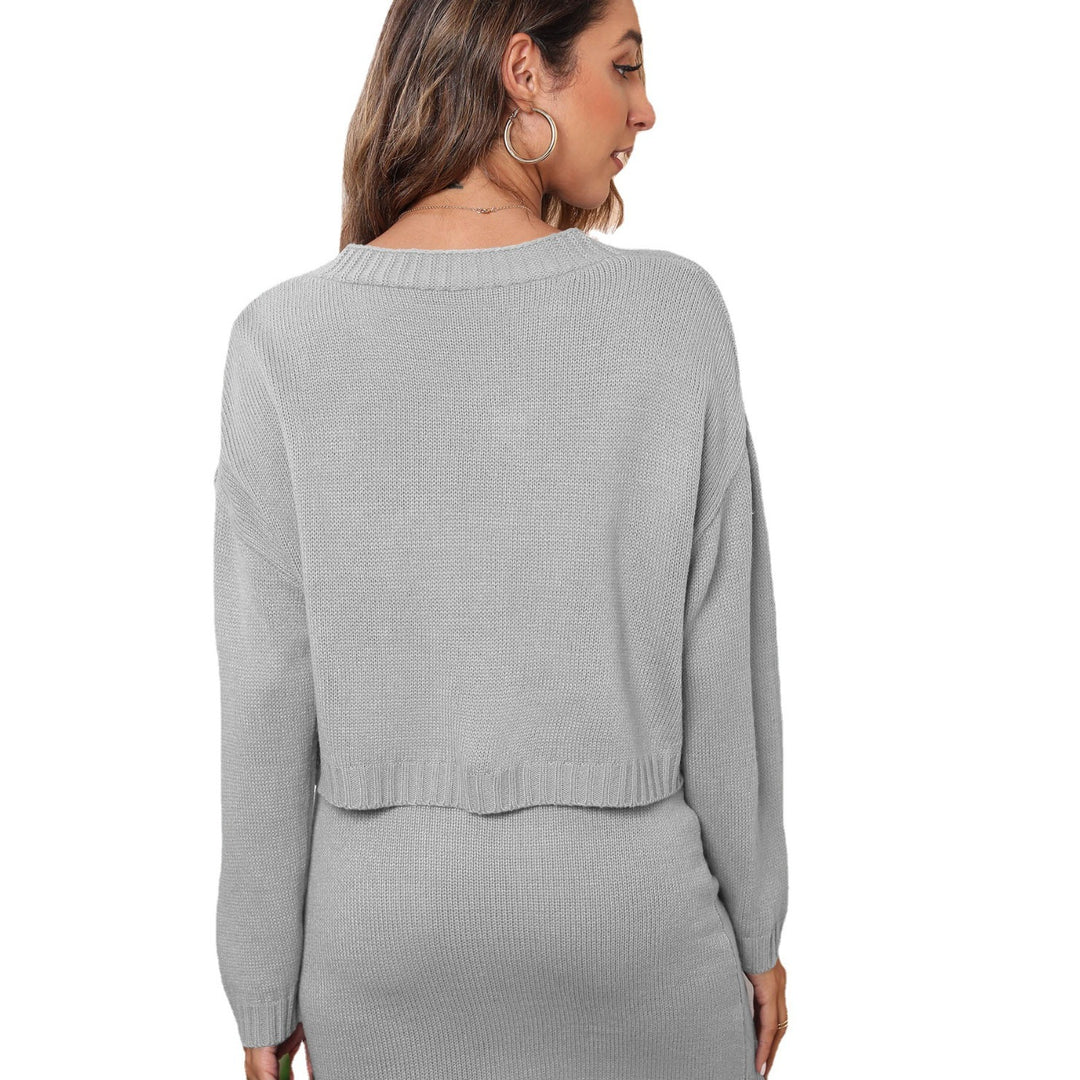 Dame afslappet strik-cardigan med knapliste og grafisk design Stilla