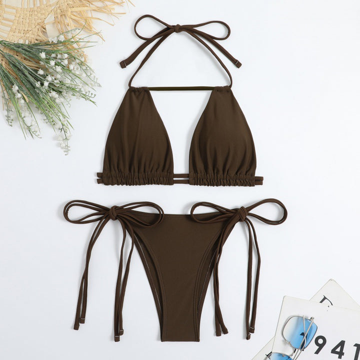 Dame trekant-bikini med fleksible snore og moderigtig snit Skovae