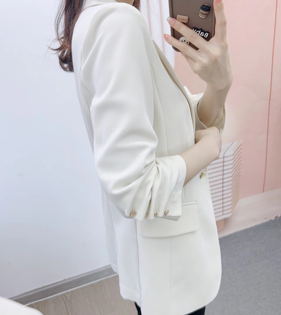 Dame Elegant Businessblazer med figursyet snit og praktiske lommer Stilla