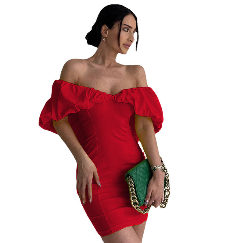 Dame Off-Shoulder Rynkekortkjole Stilla