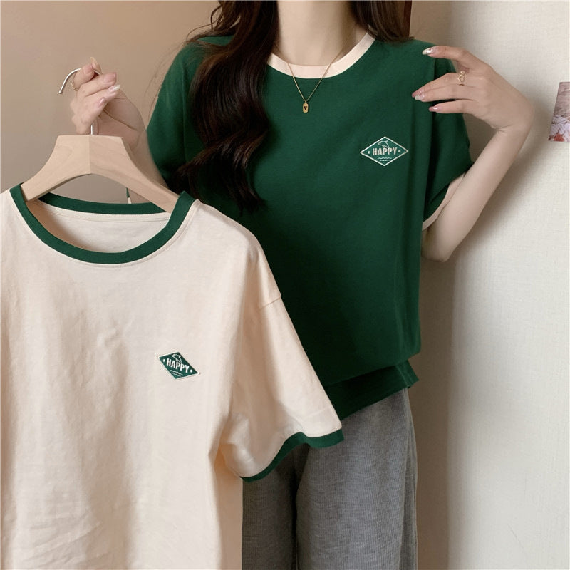Dame Fritid Kortærmet Graphic T-Shirt med broderet detalje Stilla